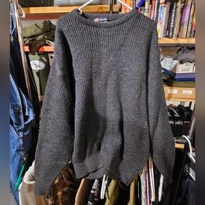 Lord Jeff Wool Men's Charcoal Crewneck Sweater Usa Made